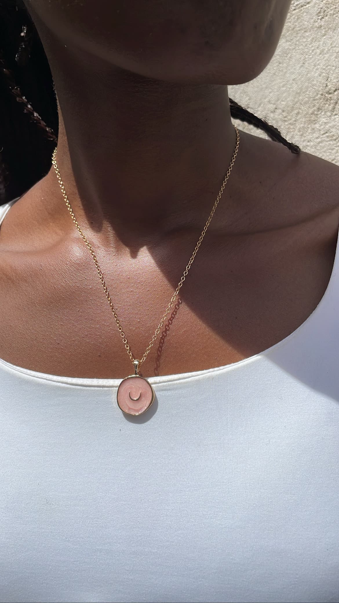 Pink galaxy pendant chain